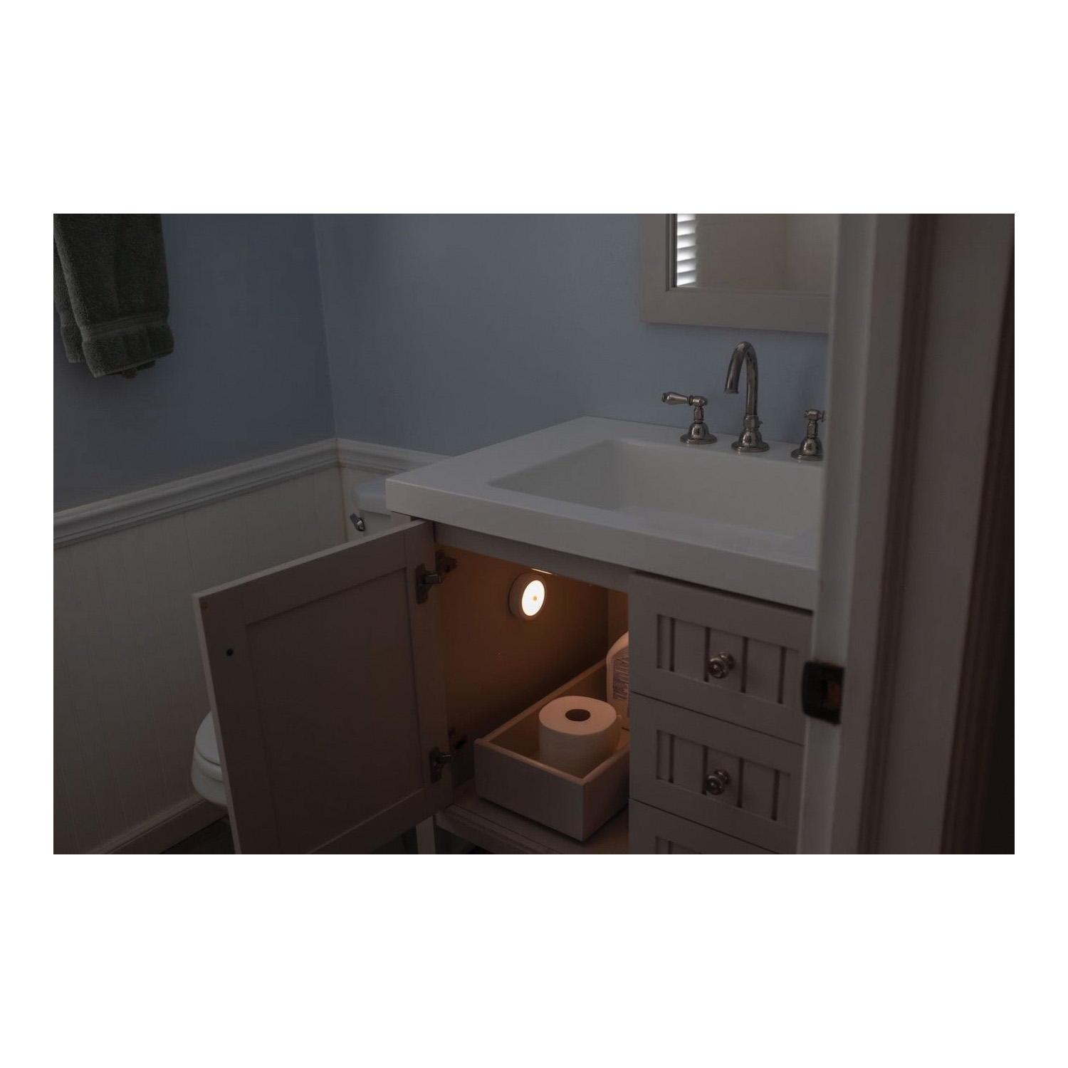 Westek BL-PMTN-W1T Motion Activated Puck Light, AA Battery, LED Lamp, 80 Lumens, 3000, 4000, 5000 K Color Temp