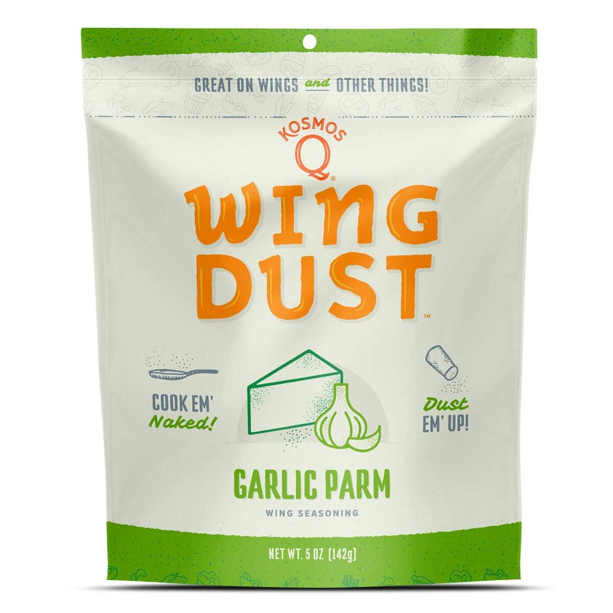 Wing Dust KOS-GARPM-15X1 Wing Seasoning, Garlic Parmesan, 5 oz Bag