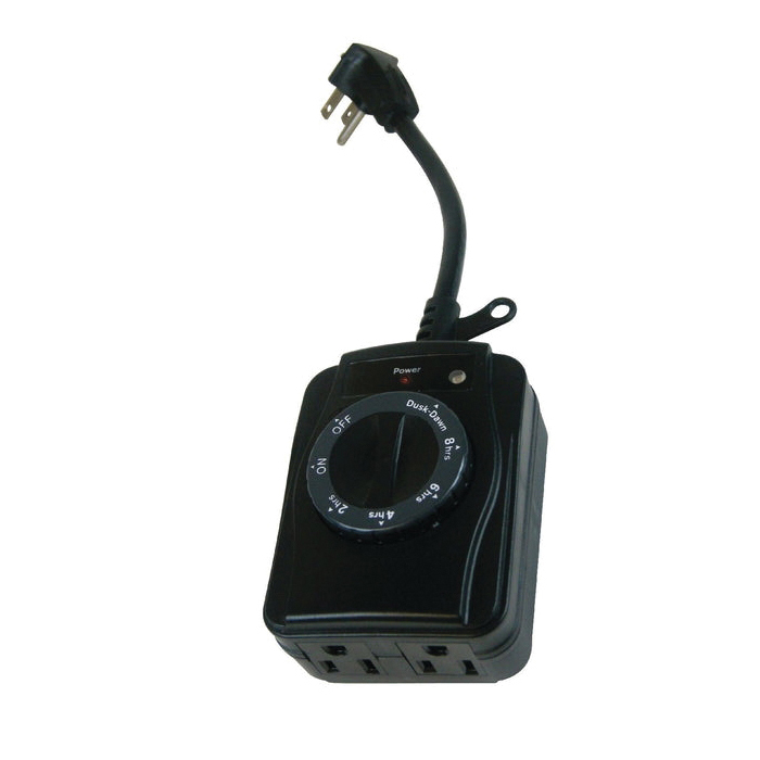 Outdoor Countdown Timer with Photosensor, Prime, 15 A, 125 V, 1875 W, 2-Outlet, 7 On/Off Cycle, Black - 2
