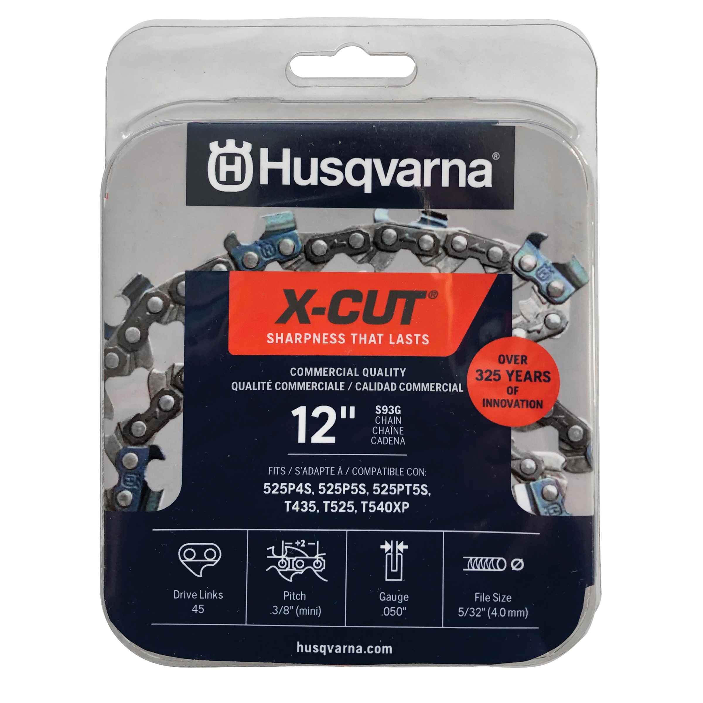 Husqvarna 597469545 Chainsaw Chain, 12 in L Bar, 0.05 ga, 45-Link