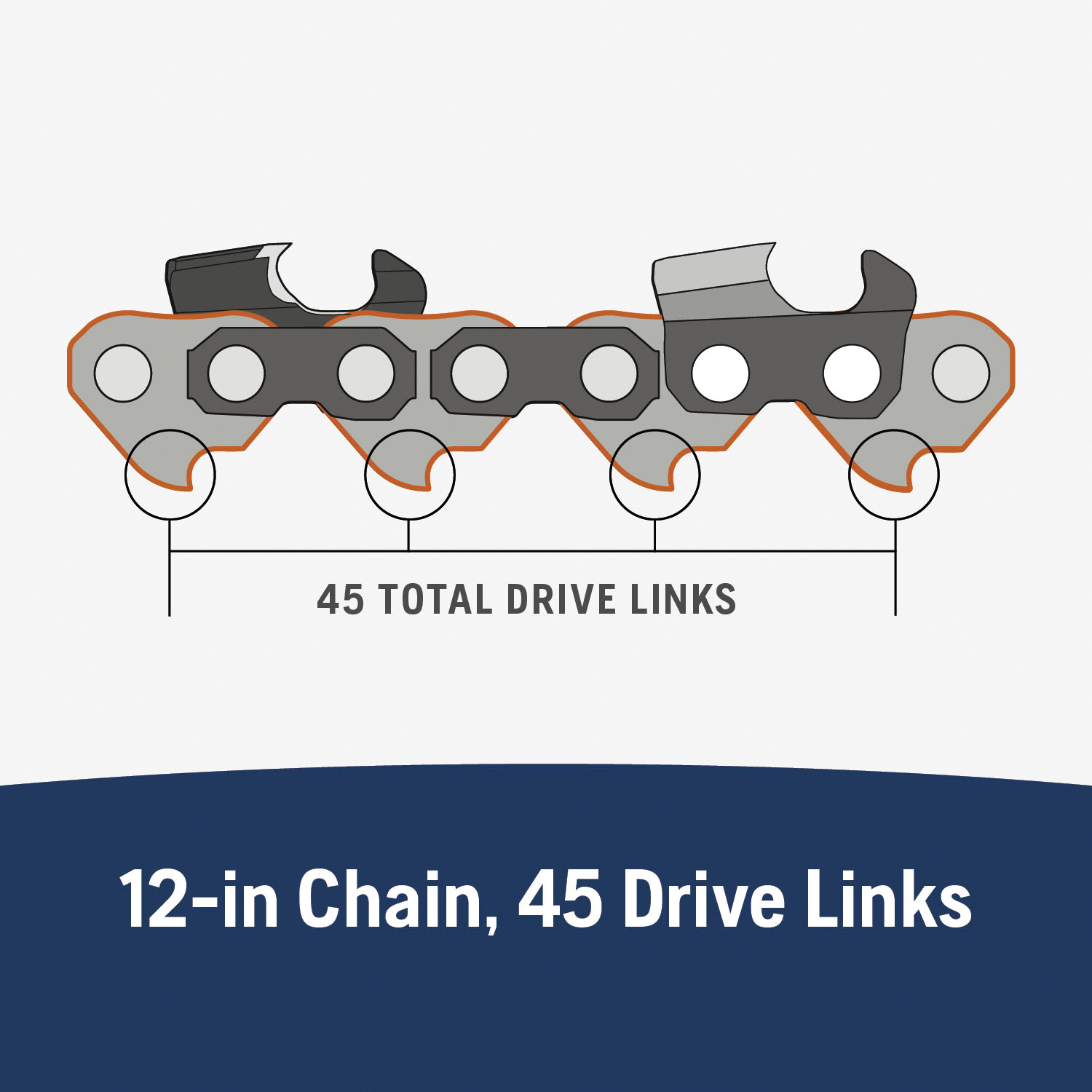 Husqvarna 597469545 Chainsaw Chain, 12 in L Bar, 0.05 ga, 45-Link