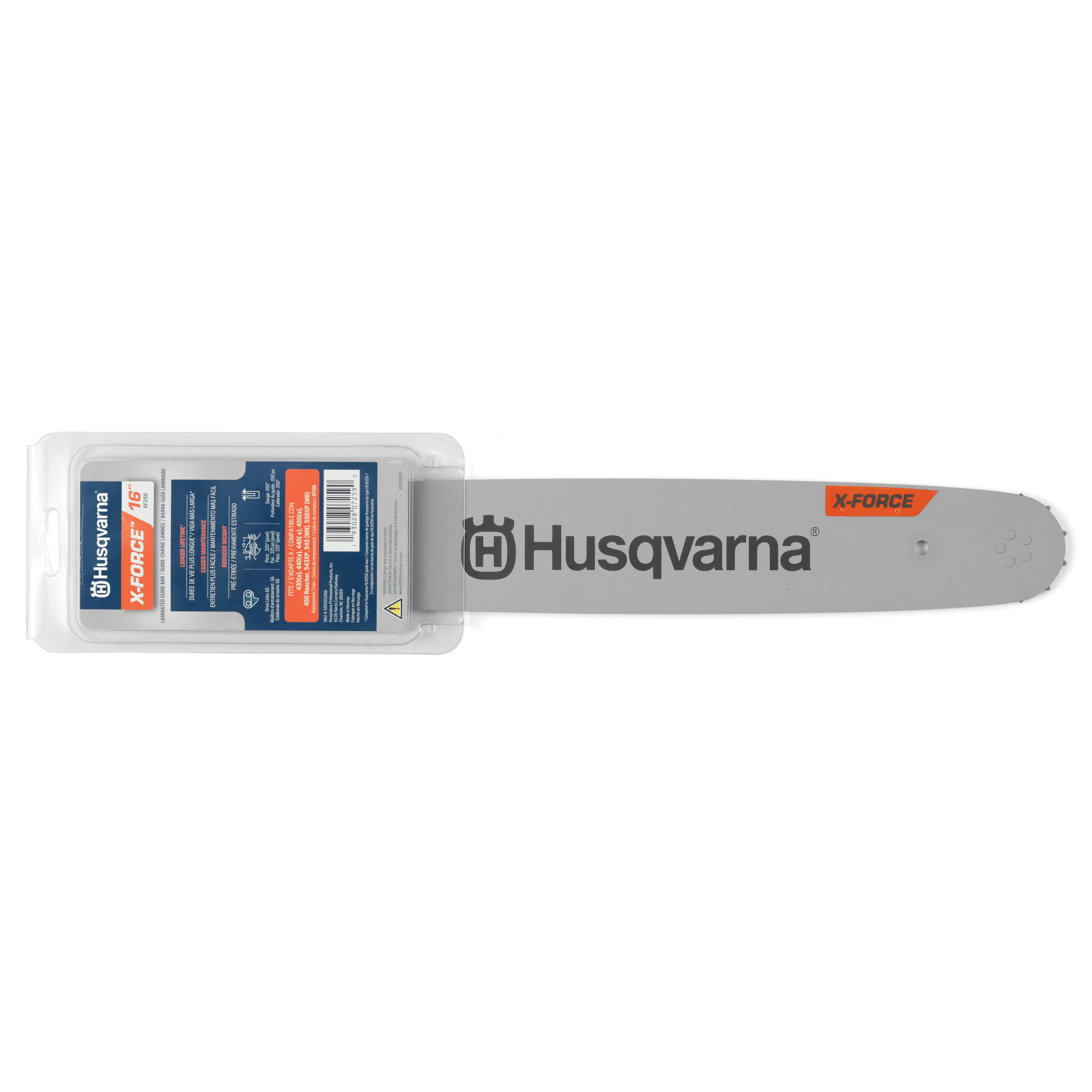 Husqvarna 599303266 Chainsaw Guide Bar, 16 in L Bar, 0.05 ga, 0.325 in TPI/Pitch, 66-Drive Link