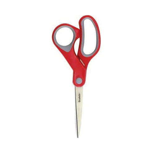 Scotch 051135-208328 Multi-Purpose Scissors, 6 in OAL, Stainless Steel Blade, Soft Grip Handle, Red Handle - 2