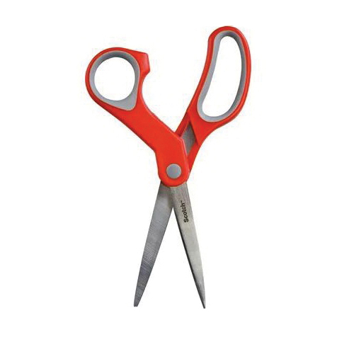 Scotch 051135-208328 Multi-Purpose Scissors, 6 in OAL, Stainless Steel Blade, Soft Grip Handle, Red Handle - 3