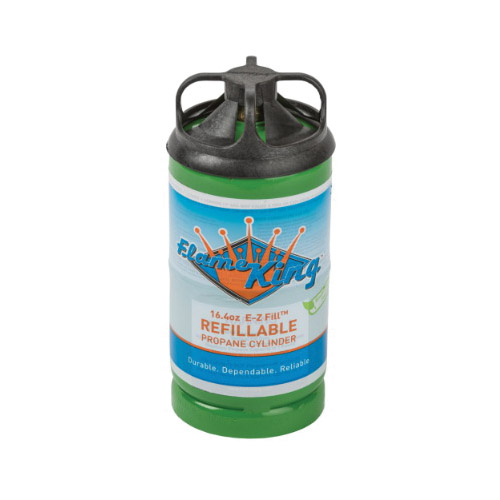 Refillable LP Cylinder, Flame King, 1 lb Tank, Steel, Green - 2