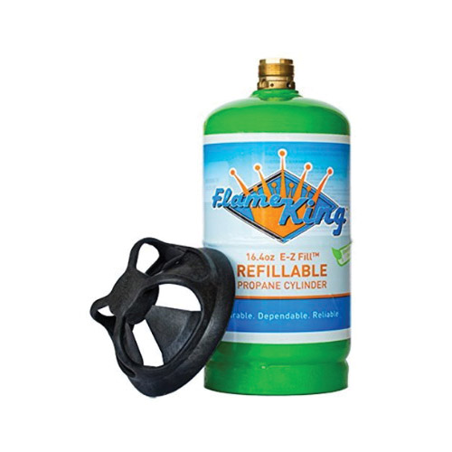 Refillable LP Cylinder, Flame King, 1 lb Tank, Steel, Green - 3