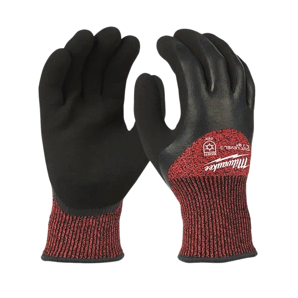 48-22-8922B Breathable Insulated Winter Dipped Gloves, Men's, L, 4.09 in L, Elasticated Knit Cuff, Red