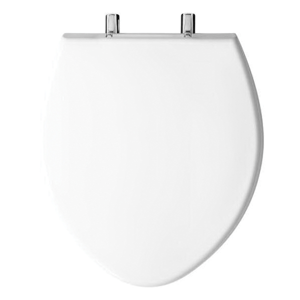 Paramont Oversize Toilet Seat, Bemis, Elongated, Plastic, White with Chrome Hinges - 2