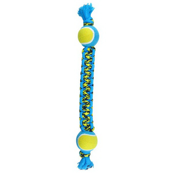 US2056 99 Dog Toy, Chew, Fetch, Tug Toy, Paracord Rope Double Tennis Tug, Yellow