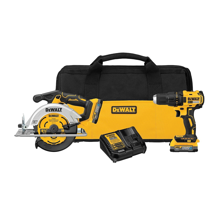 DCK239E2 Series Combination Tool Kit, Includes: (2) POWERSTACK Batteries, Battery Included, Lithium-Ion, 1/EA