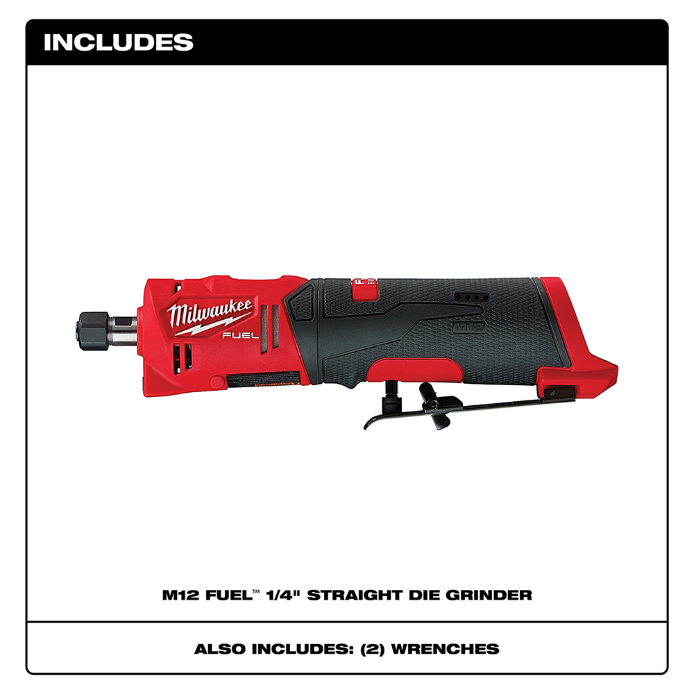 Cordless 1/4 in Die Grinder, Milwaukee, M12 Fuel, Tool Only - 2