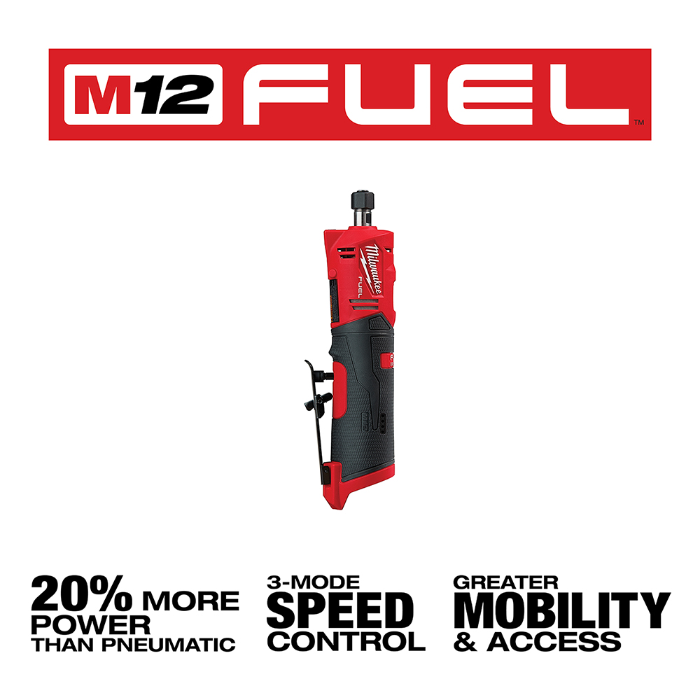 Cordless 1/4 in Die Grinder, Milwaukee, M12 Fuel, Tool Only - 3