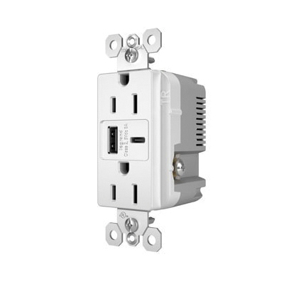 Radiant USB Outlet, Pass & Seymour, 15 A, 125 V, AC USB, White - 4