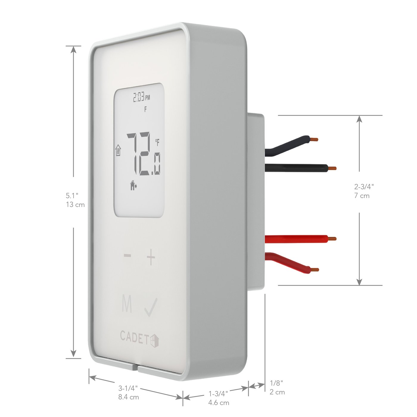 Tep Series Programmable Electronic Thermostat, Cadet, 120/208/240V, 15 A, 3600 W, 1 deg Differential, White - 2