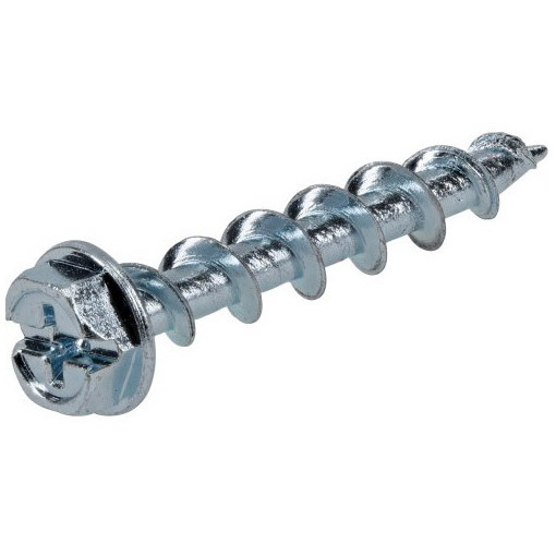 377626 Screw Anchor, 3/16 in Dia, 1-1/2 in L, 50, 200 lb, Steel, Zinc, 25/PK