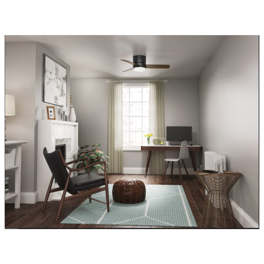 Minimus Low Profile Ceiling Fan, Hunter, with LED & Remote, 44 in Dia, Black - 5