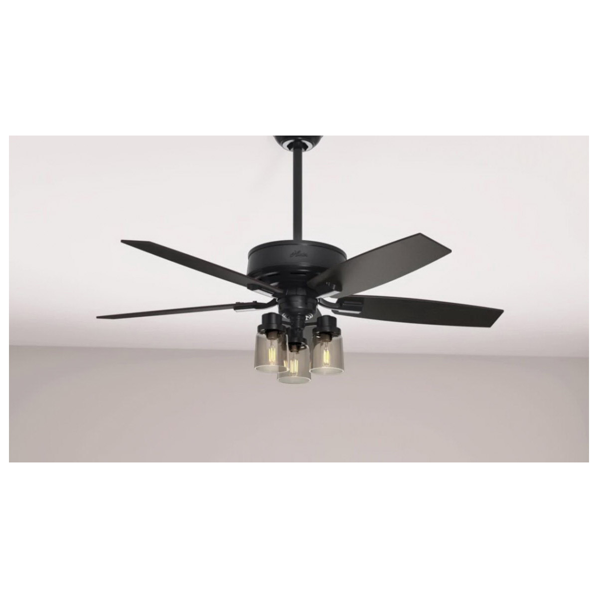 Bennett Indoor Ceiling Fan, Hunter, with Remote, 52 in Dia, Matte Black - 4