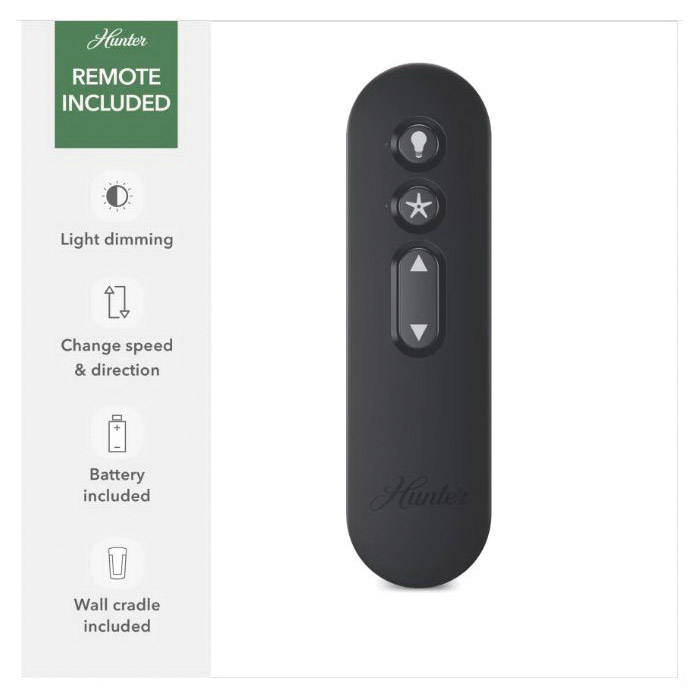Bennett Indoor Ceiling Fan, Hunter, with Remote, 52 in Dia, Matte Black - 5