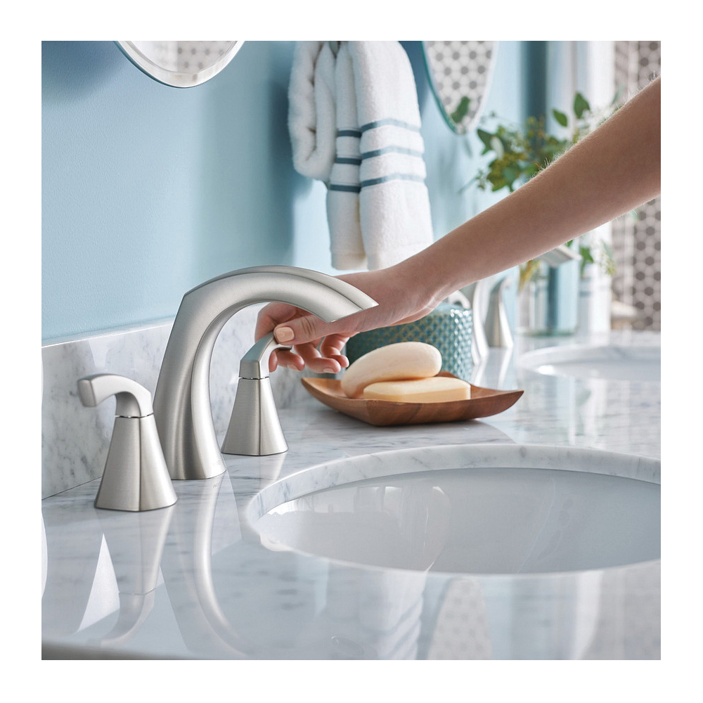 Essie Bath Faucet, Moen, 2-Handle, Brushed Nickel - 4