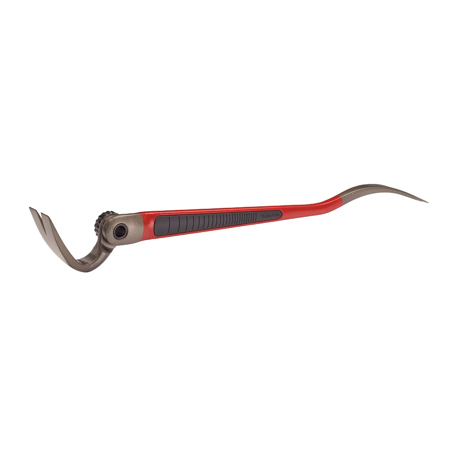 824115U Wrecking Bar, 25.197 in L, Adjustable Claw, Chisel, Curved Tip, Rubber/Steel, Red