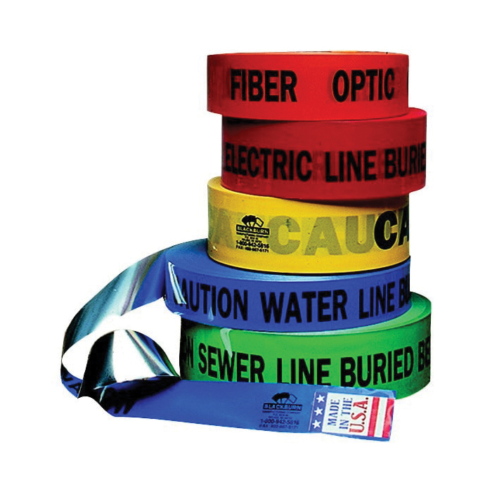 Electric Marking Tape Roll, Black Burn, Non-Detectable, 3 in W, Red, Plastic/Polyethylene 1000ft - 1