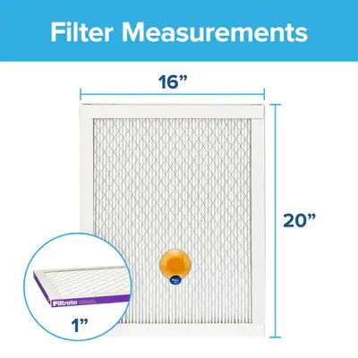 Filtrete 2000-4 Air Filter, 20 in L, 16 in W, 12 MERV, 1500 MPR, For: Air Conditioner, Furnace and HVAC System