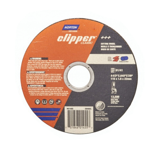 Clipper Classic A AO Series 70184601455 Cut-Off Wheel, 4-1/2 in Dia, 0.045 in Thick, 7/8 in Arbor, 1/EA