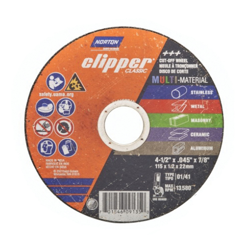 Clipper Classic AC AO/SC Series 70184609135 Cut-Off Wheel, 4-1/2 in Dia, 0.045 in Thick, 7/8 in Arbor