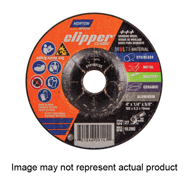 Clipper Classic AC AO/SC Series 70184609143 Grinding Wheel, 4-1/2 in Dia, 1/4 in Thick, 5/8-11 Arbor