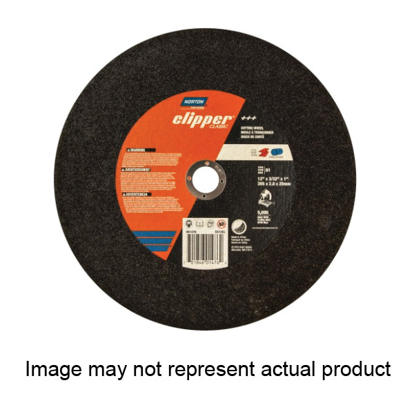 Clipper Classic Series 70184601478 Cut-Off Wheel, 14 in Dia, 3/32 in Thick, 1 in Arbor, 36 Grit, Coarse