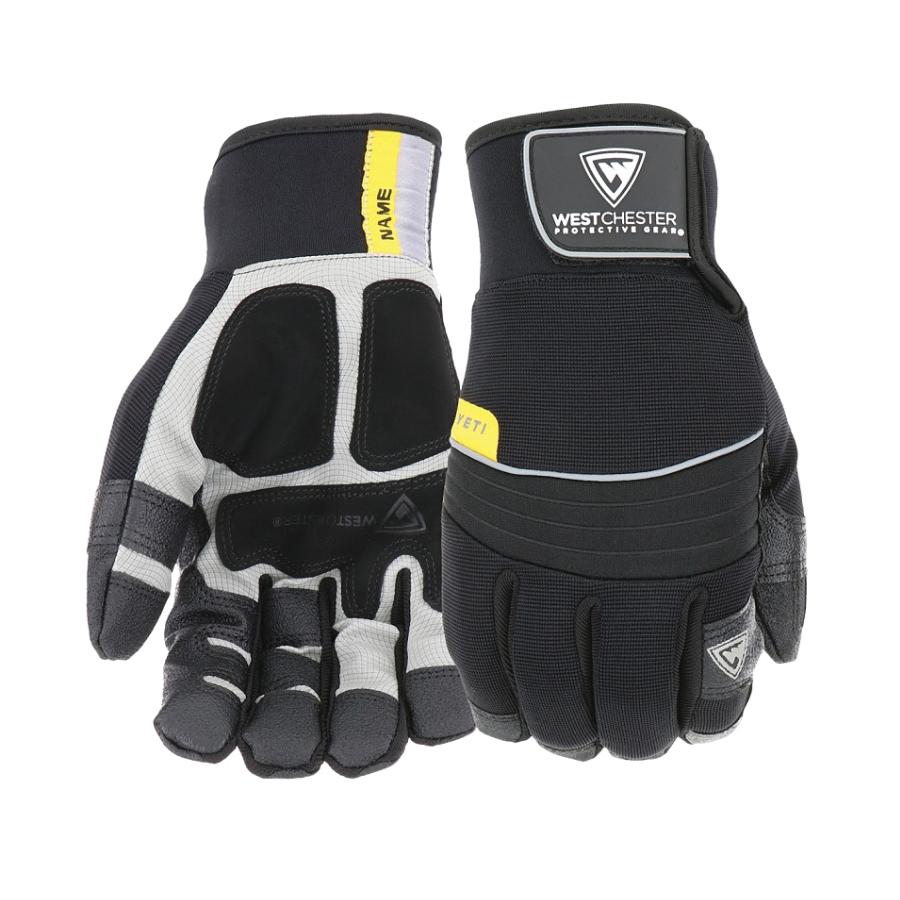 96650/L Winter Gloves, L, 10-3/8 in L, Reinforced, Wing Thumb, Hook and Loop, Wrist Strap Cuff, Black/Gray