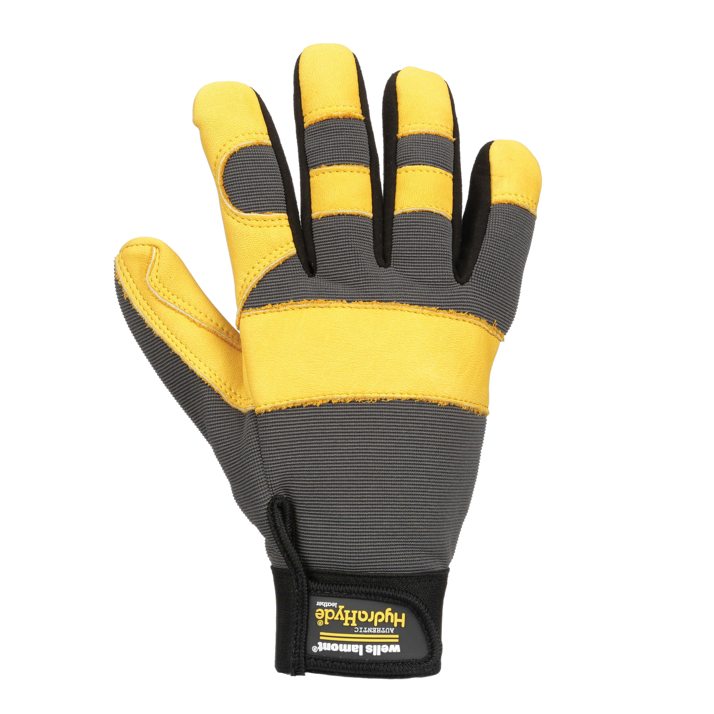 3203-M Hybrid Work Gloves, Breathable, Men's, M, Hook and Loop Cuff, Spandex Back, Gold/Gray/Yellow