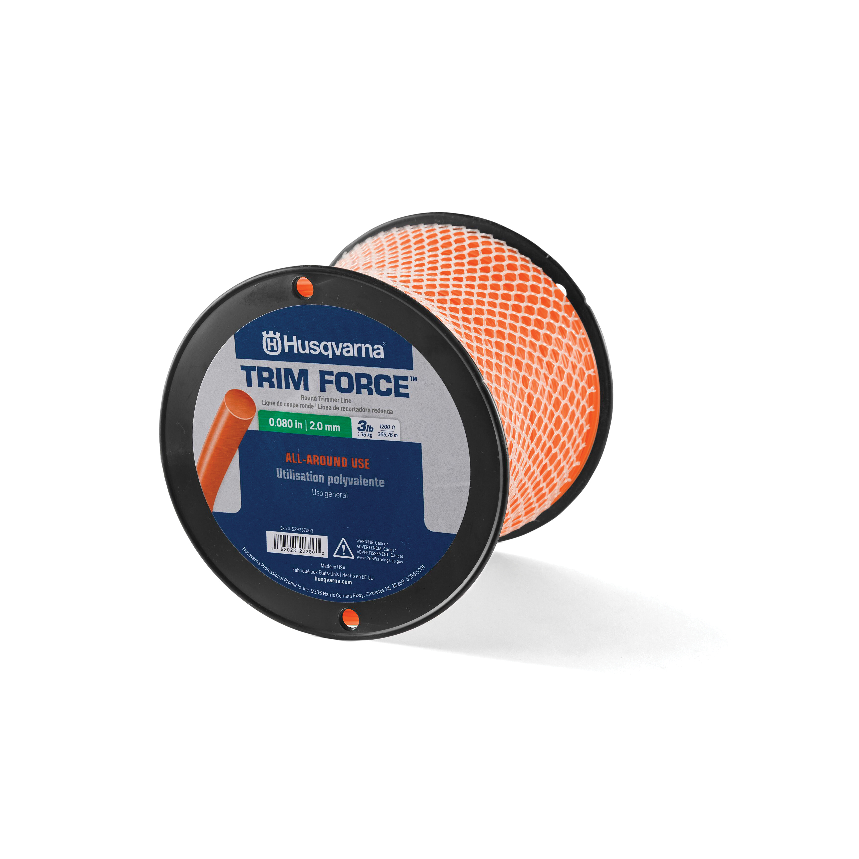 Husqvarna TrimForce 529337003 Round Trimmer Line, 0.080 in Dia, 1200 ft L