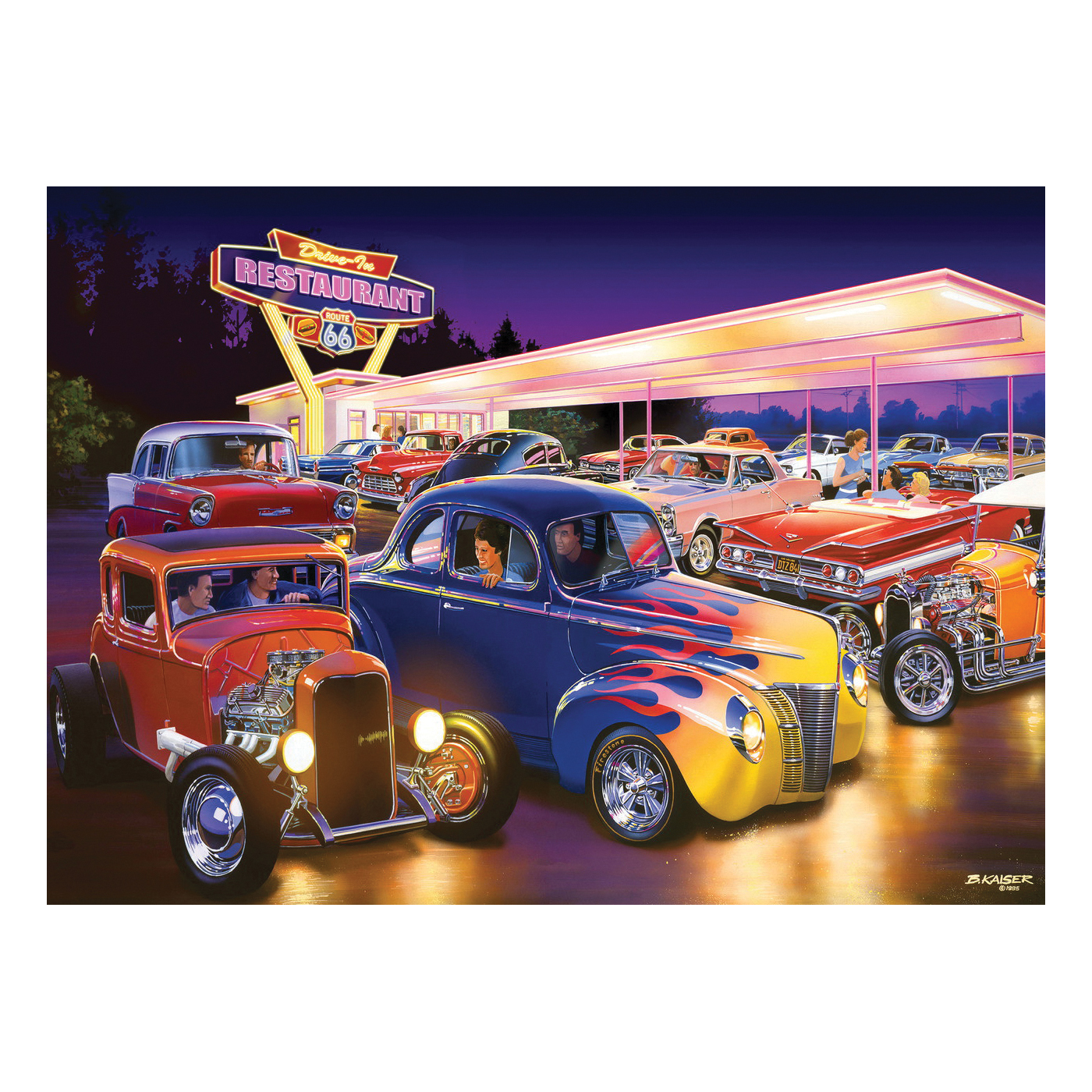 Route 66 Cruisin' Series 71951 Friday Night Hot Rod's Jigsaw Puzzle, 14 Years and Up - 3
