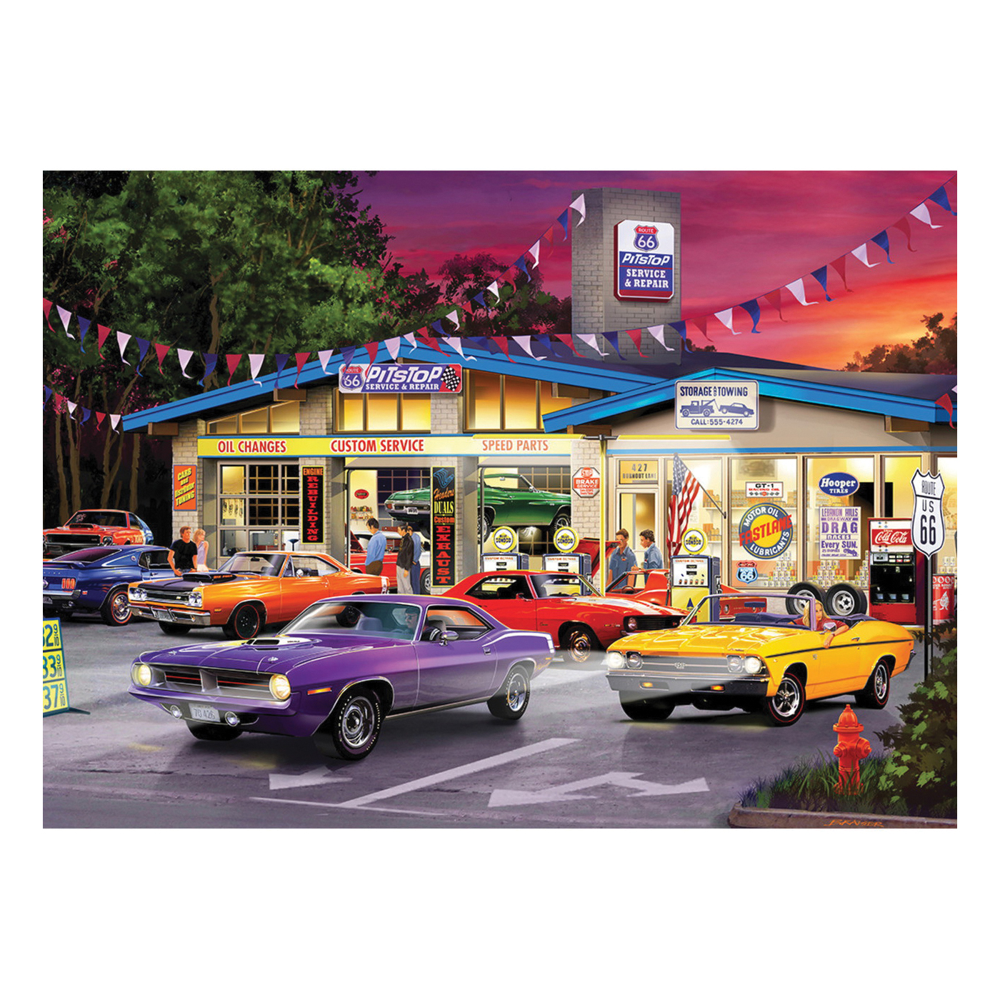Route 66 Cruisin' Series 72040 Pitstop Jigsaw Puzzle, 12 Years and Up, Silicone - 3
