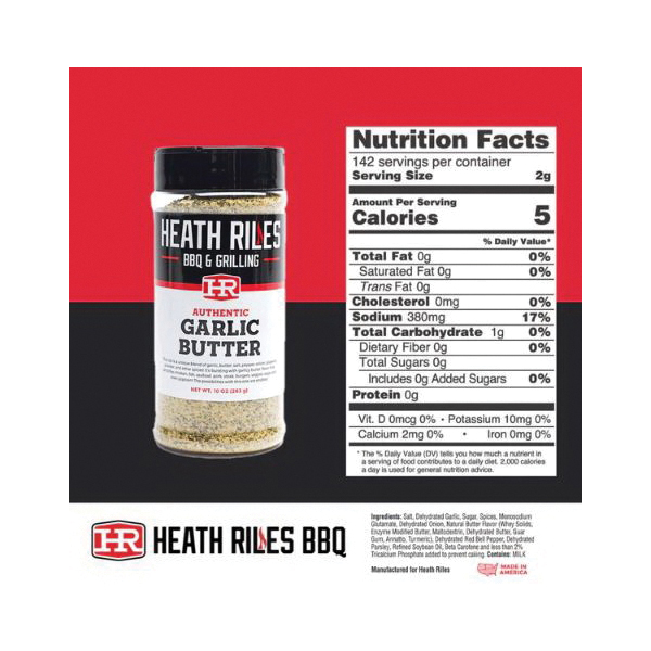 BBQ Rub Shaker, Heath Riles BBQ, Garlic Butter, Savory, 10 oz - 5