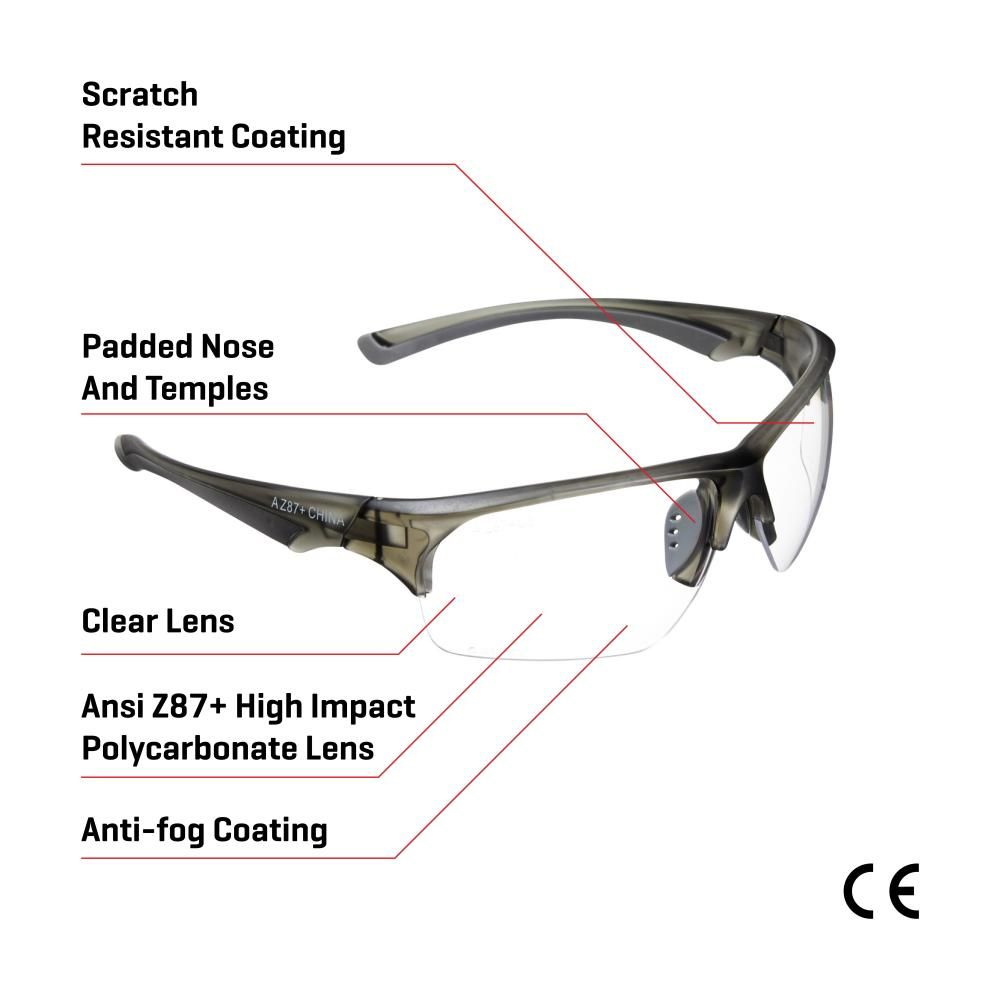 Allen 2383 Safety Glasses, Clear Lens, Anti-Fog, Anti-Scratch, UV Lens, Polycarbonate Lens, UV Protection: Yes