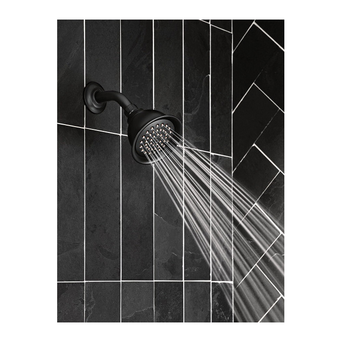 Banbury Tub & Shower Faucet, Moen, Standard Showerhead, Matte Black - 1