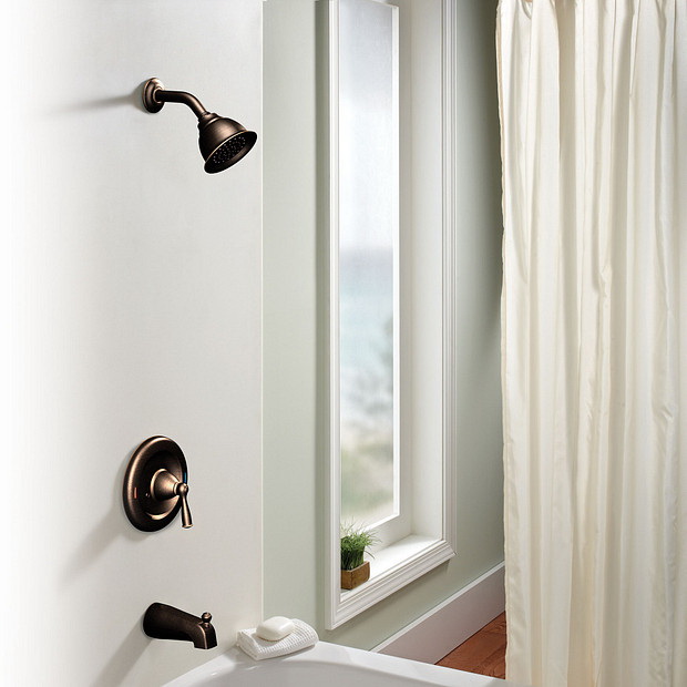 Banbury Tub & Shower Faucet, Moen, Standard Showerhead, Matte Black - 4