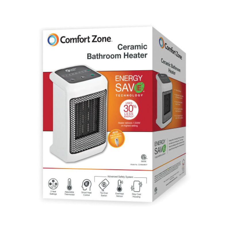 Comfort Zone CZ463EBWT Ceramic Heater, 2-Heat Setting, White