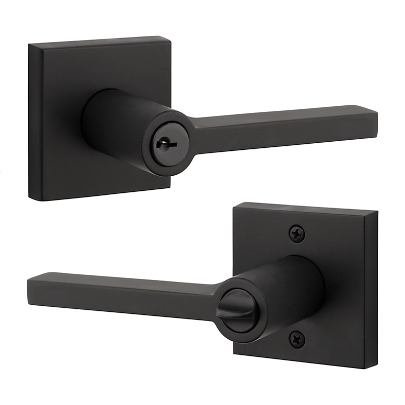 Reserve Door Lever, Privacy, Satin Black, Baldwin - 3
