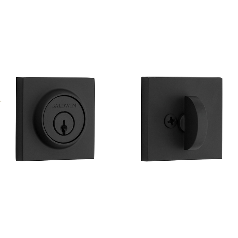 Deadbolt, Baldwin, Keyed Key, Brass, Satin Black, 2-3/8 in Backset, C Keyway, 1-3/4 to 2 in Thick Door - 2
