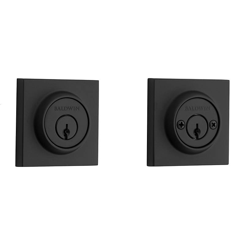 Deadbolt, Baldwin, Keyed Key, Brass, Satin Black, 2-3/8 in Backset, C Keyway, 1-3/4 to 2 in Thick Door - 3