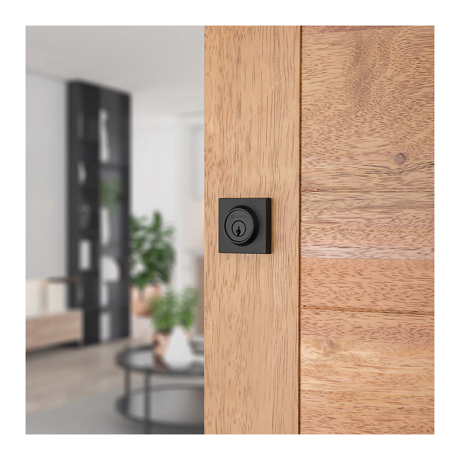 Deadbolt, Baldwin, Keyed Key, Brass, Satin Black, 2-3/8 in Backset, C Keyway, 1-3/4 to 2 in Thick Door - 4