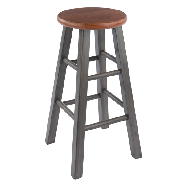 Winsome Ivy Series 36224 Square Leg Counter Stool, 13.4 in W, 13.4 in D, 24.2 in H, Solid Wood, Wood Seat, Gray - 1