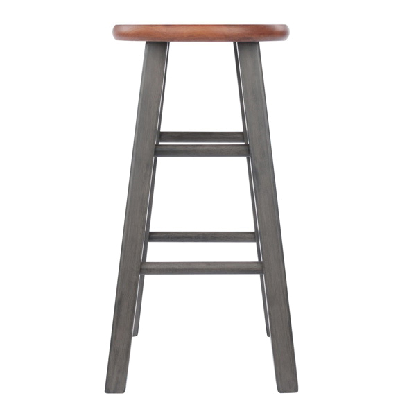 Winsome Ivy Series 36224 Square Leg Counter Stool, 13.4 in W, 13.4 in D, 24.2 in H, Solid Wood, Wood Seat, Gray - 2