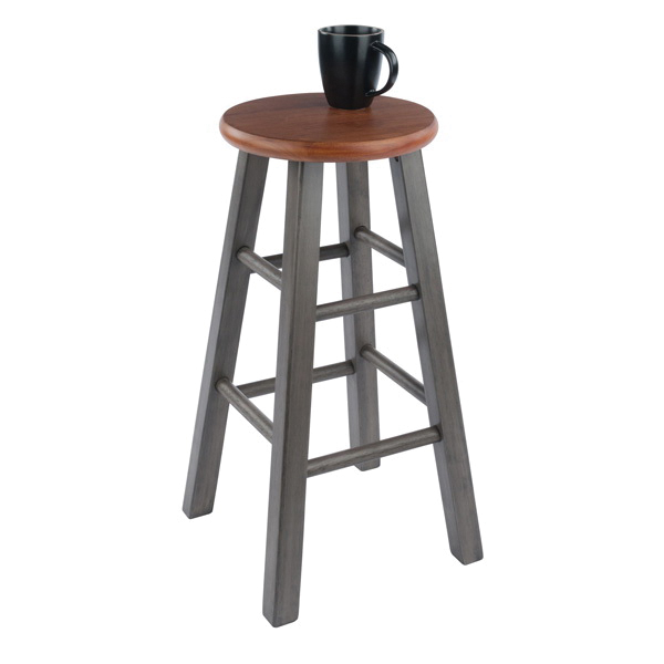 Winsome Ivy Series 36224 Square Leg Counter Stool, 13.4 in W, 13.4 in D, 24.2 in H, Solid Wood, Wood Seat, Gray - 4