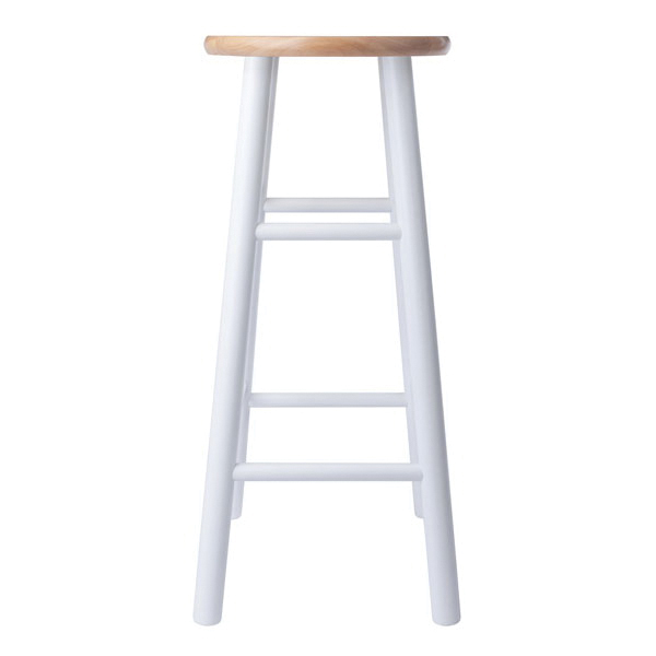 Winsome Huxton Series 53230 Bar Stool Set, 13.39 in W, 13.39 in D, 29.37 in H, Solid Wood, Wood Seat, Natural/White - 1