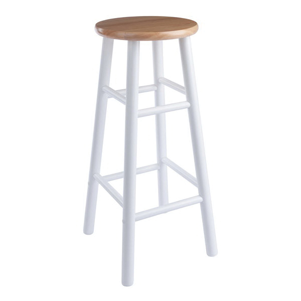 Winsome Huxton Series 53230 Bar Stool Set, 13.39 in W, 13.39 in D, 29.37 in H, Solid Wood, Wood Seat, Natural/White - 2