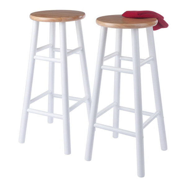 Winsome Huxton Series 53230 Bar Stool Set, 13.39 in W, 13.39 in D, 29.37 in H, Solid Wood, Wood Seat, Natural/White - 3